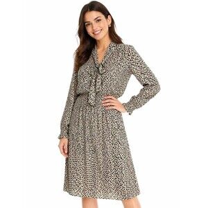 BIMBA & LOLA Silk Dress Size Small Bow Tie Long Sleeve Abstract Print